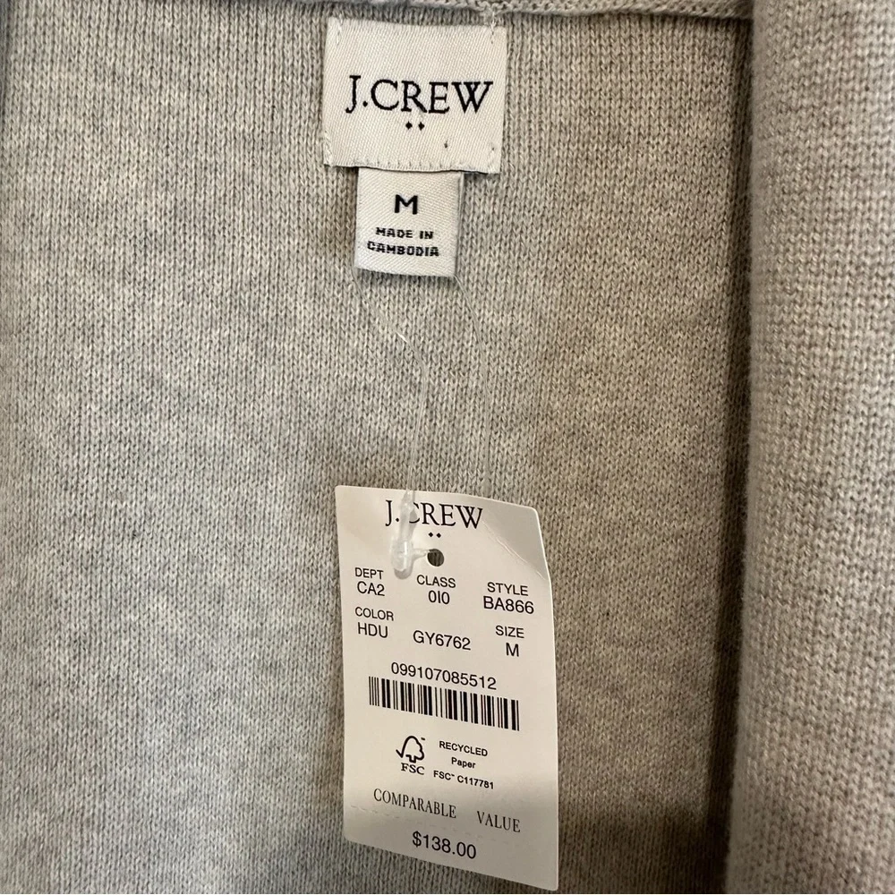 **NWT** J. Crew Women's Gray Open Front Cardigan